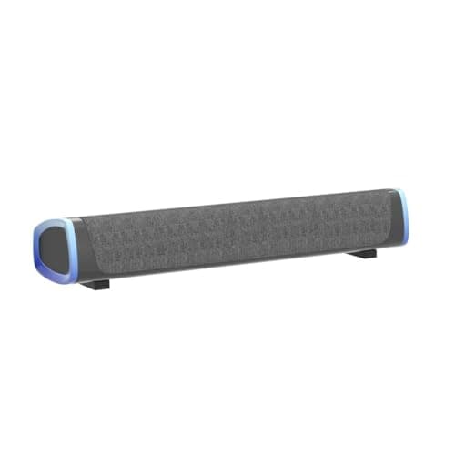 SOULION R30 Computer Speakers, Colorful LED Lights with Switch Button, Surround Sound Portable Computer Sound Bar Speakers for Desktop, Gray