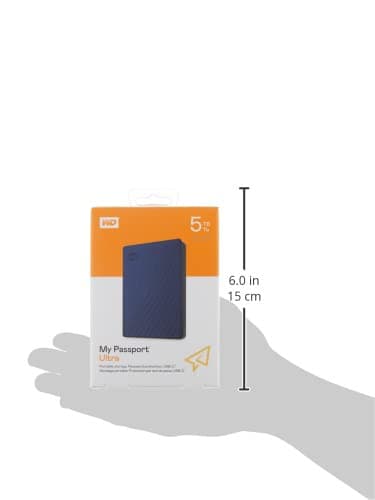 WD 5TB My Passport Ultra, Blue, Portable External Hard Drive, backup software with defense against ransomware, and password protection, USB-C and USB 3.1 - WDBFTM0050BBL-WESN