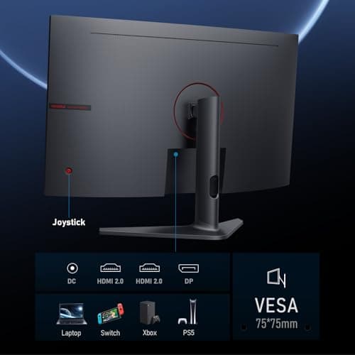 KOORUI 32 inch Curved Gaming Monitor - QHD (2560 x 1440) 2K Display, 170Hz 144Hz Monitor, 1500R Curvature, 1ms, HDR10, Adaptive Sync, Tilt Adjustable, DisplayPort HDMI, Black - 32E6QC