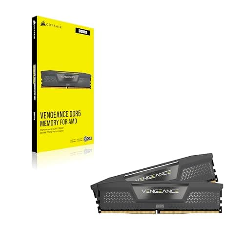 CORSAIR Vengeance DDR5 RAM 64GB (2x32GB) 6000MHz CL38-44-44-96 1.35V AMD Expo Intel XMP 3.0 Desktop Computer Memory – Gray (CMK64GX5M2B6000Z38)