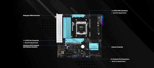 ASRock AMD B850M Pro RS WiFi 6E Socket AM5 Ryzen 9000, 8000 and 7000 Series DDR5 B850 up to 8000+ (OC) MHz 256GB Micro ATX Motherboard M.2 SATA3 6.0 Gb/s PCIe 5.0 Realtek 2.5G LAN BIOS Flashback