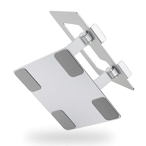 Amazon Basics Sturdy and Portable Ergonomic Laptop Stand for Desk, Adjustable Riser, Fits all Laptops and Notebooks up to 17.3 Inch, Silver, 10 x 8.7 x 6 in