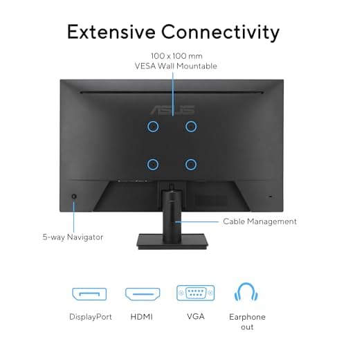 ASUS 24” 1080P Eye Care Monitor (VA249QG) - IPS, Full HD, 99% sRGB, Frameless, 120Hz, Adaptive-Sync, 1ms, Speakers, HDMI, DisplayPort, VGA, Low Blue Light, Flicker Free, Wall Mountable, 3 yr Warranty