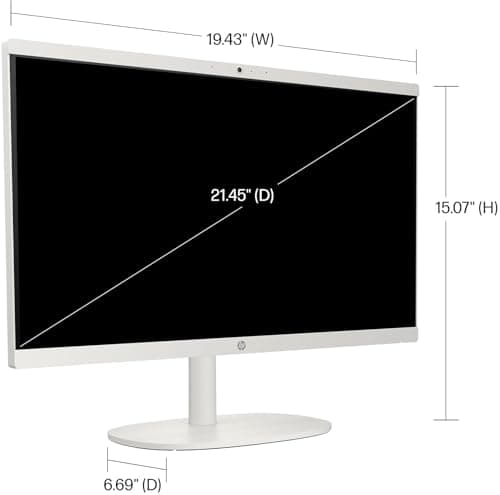 HP All-in-One Desktop Computer 2025 Premium, 21.5" FHD Display, Dual-Core Intel Processor, 32GB RAM, 1TB Storage (500GB SSD + 500GB Ext), Webcam, Win 11 Pro, Lifetime Office 2024 +HubxcelAccessory