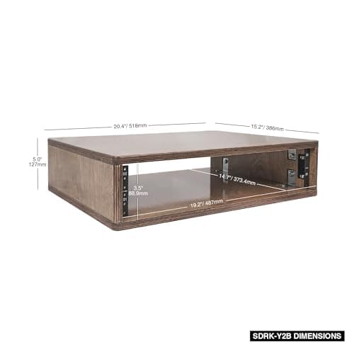 Sound Town DIY 2U Studio Rack with Solid Baltic Birch Plywood, Weathered Brown for Recording Room, Home Studio (SDRK-Y2B)