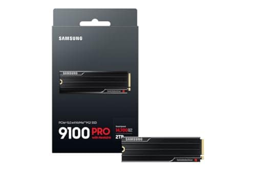 Samsung SSD 9100 PRO with Heatsink 2TB, PCIe 5.0x4 M.2 2280, Seq. Read Speeds Up to 14,800/13,400 MB/s, Best for AI Computing, Gaming, and Heavy Duty Workstations (MZ-VAP2T0CW)