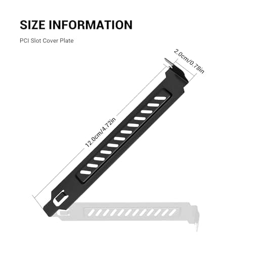 PCI Slot Cover with Screws for Computer PC Case Accessories, 5Pcs Hard Steel PCI Slot Covers Dust Filter Bracket Expansion Blank Plate Vented and Dustproof (120*20mm, Black, 5Pack)
