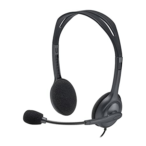 Logitech H111 Wired Headset, Stereo Headphones with Noise-Cancelling Microphone, 3.5 mm Audio Jack, PC/Mac/Laptop/Smartphone/Tablet - Black