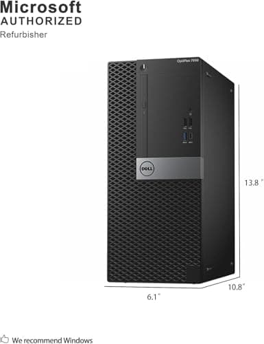 Dell 7050 Mini Tower Desktop Intel i7-7700 UP to 4.20GHz 32GB DDR4 New 1TB NVMe SSD + 2TB HDD USB Wi-Fi BT Dual Monitor Support Wireless Keyboard and Mouse Win10 Pro (Renewed)