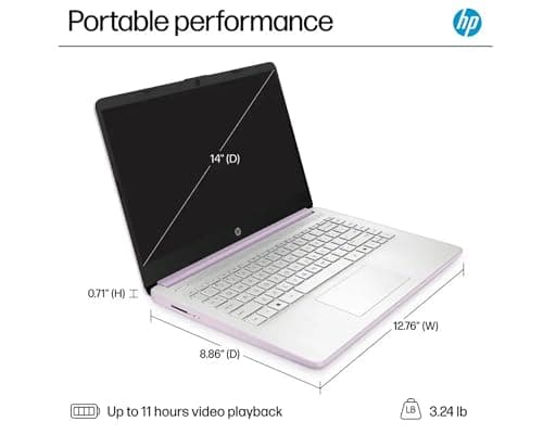 HP AI-Powered 14" HD Laptop with Microsoft Office and 1TB Cloud Storage Included for 1-Year| 16GB RAM|128GB SSD & 128GB Portable SSD| Intel 4-Core CPU| Webcam|Ultra Light| Windows 11| RK Bundle|Purple