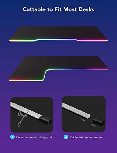 Govee RGBIC Gaming Lights, 10ft Neon Rope Lights Soft Lighting for Gaming Desks, LED Strip Lights Syncing with Razer Chroma, Support Cutting, Smart App Control, Music Sync, Adapter (Only 2.4G Wi-Fi)