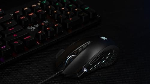 Bloody J90s RGB Gaming Mouse, High Precision 8000 CPI, 150 IPS, 25g Acceleration, 12 Customizable Buttons, Ambidextrous