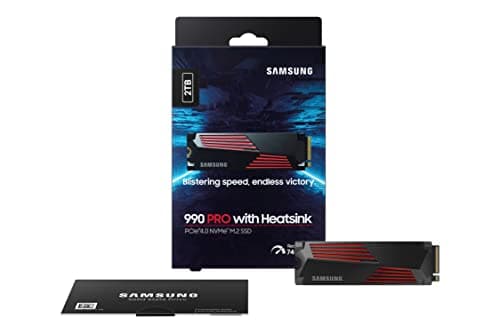 SAMSUNG 990 PRO w/ Heatsink SSD 2TB, PCIe Gen4 M.2 2280 Internal Solid State Hard Drive, Seq. Read Speeds Up To 7,450MB/s for High End Computing, Workstations, Compatible w/ PlayStation 5, MZ-V9P2T0CW