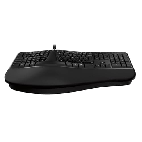 Incase Ergonomic Keyboard – Designed by Microsoft – Refined Ergonomic Design, Built-in Shortcuts Keys, Layered Palm Rest for Elevated Wrist Support, Integrated Number Pad – Black