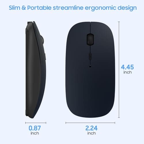 Bluetooth Mouse for Laptop/MacBook/iPad/Android PC,Rechargable Quiet Slim Wireless Mice Compatible with Windows/Linux/Tablet,Black