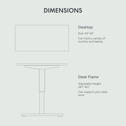 FLEXISPOT EN1 One Piece Standing Desk, 55 x 28 Inch Desktop Electric Adjustable Height Desk Home Office Computer Workstation Sit Stand up Desk (White Frame + Black Top, 2 Packages)