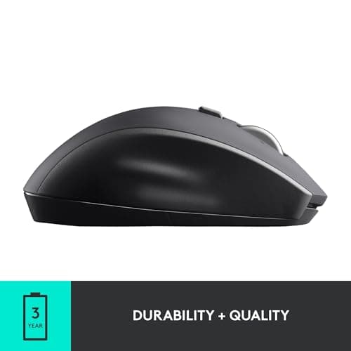 Logitech M705 Marathon Wireless Mouse, 2.4 GHz USB Unifying Receiver, 1000 DPI, 5-Programmable Buttons, 3-Year Battery, Compatible with PC, Mac, Laptop, Chromebook - Black