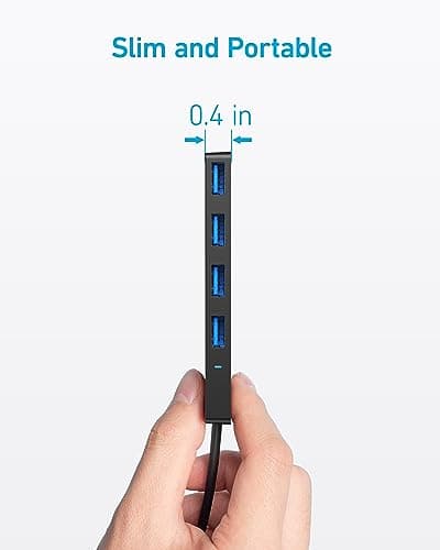 Anker 4-Port USB 3.0 Hub with 5Gbps Data Transfer, Ultra-Slim USB-C Connector Hub, for MacBook, iMac, Surface, Mobile HDD, and More (2 ft USB-C Connector, Charging Not Supported)