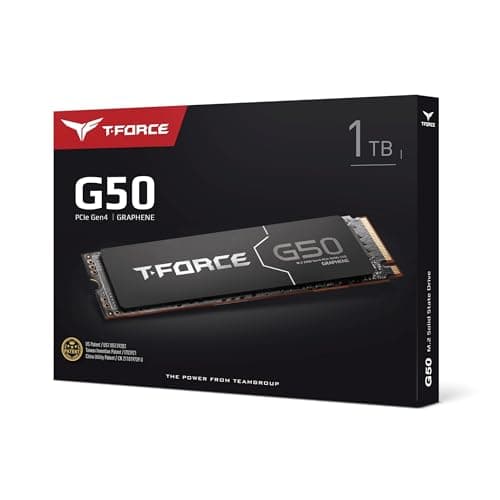 TEAMGROUP T-Force G50 1TB SLC Caching 3D TLC NAND NVMe InnoGrit PCIe Gen4x4 M.2 2280 Gaming SSD with Ultra-Thin Graphene Heat Spreader Works with PS5 Read/Write 5000/4800 MB/s TM8FFE001T0C129