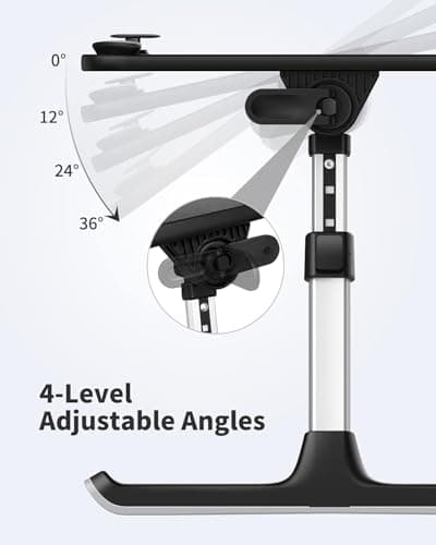 SAIJI Height & Angle Adjustable Laptop Stand for Bed, Lap Desk Bed Tray Table, Light Weight Foldable Portable Laptop Table for Couch Sofa Chair Floor Desk for Adults, Kids (Black)