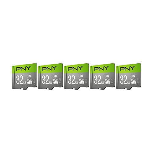 PNY 32GB Elite Class 10 U1 microSDHC Flash Memory Card - 100MB/s, Class 10, U1, Full HD, UHS-I, Micro SD, 5 Count (Pack of 1)