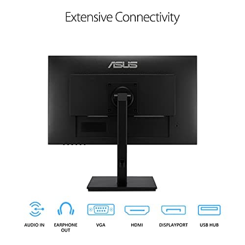 ASUS 23.8”1080P Monitor(VA24DQSB)-Full HD,IPS,75Hz,Speakers Adaptive-Sync Low Blue Light Flicker Free VESA Mountable Frameless, HDMI DisplayPort, VGA, USB hub Height Adjustable, BLACK,12.8"x21.3"x2.1"