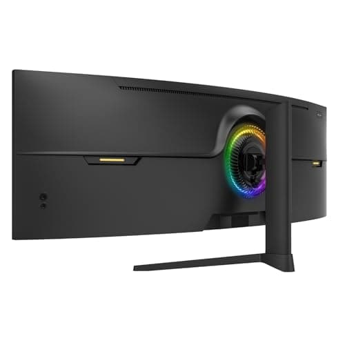 CRUA 49" Curved Gaming Monitor | DFHD(3840x1080P), 144Hz/165Hz, 1500R, 32:9, AMD FreeSync, 120% sRGB, Height Adjustable Ultra-Wide Screen Monitors, HDMI 2.1 & DP 1.4, Wall Mount Install- Black