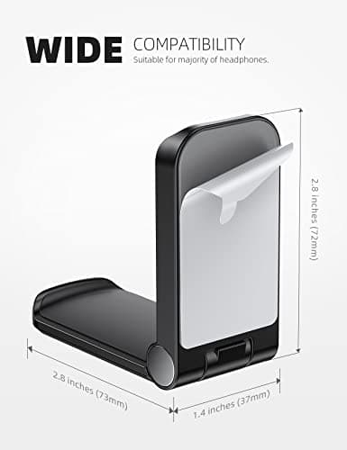 Lamicall Headphone Stand, Sticky Headset Hanger - Adhesive Headphone Holder Hook Mount, Headset Stand Holder Clip Under Desk, Earphone Clamp for Airpods Max, HyperX, Sennheiser, Black