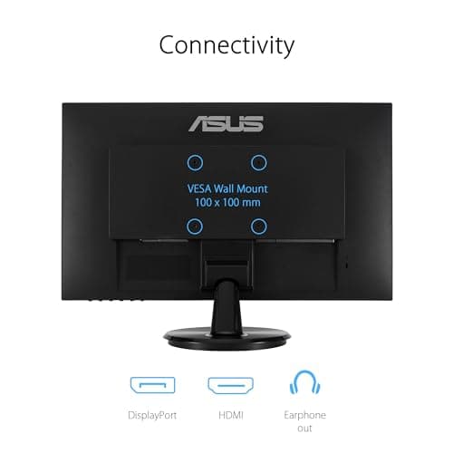 ASUS 27” 1080P Eye Care Monitor (VA27DQF) - IPS, Full HD, Frameless, 100Hz, 1ms, Adaptive-Sync, for Working and Gaming, Low Blue Light, Flicker Free, HDMI, DisplayPort, 3 Year Warranty