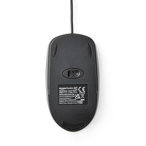 Amazon Basics 3-Button USB Wired Mouse with Scrolling and Tracking - Standard, Black