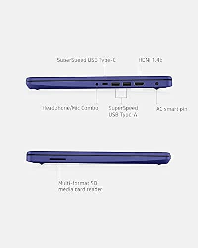 HP 14 Laptop, Intel Celeron N4020, 4 GB RAM, 64 GB Storage, 14-inch HD Touchscreen, Windows 11 Home, Thin & Portable, 4K Graphics, One Year of Microsoft 365 (14-dq0050nr, Indigo Blue)