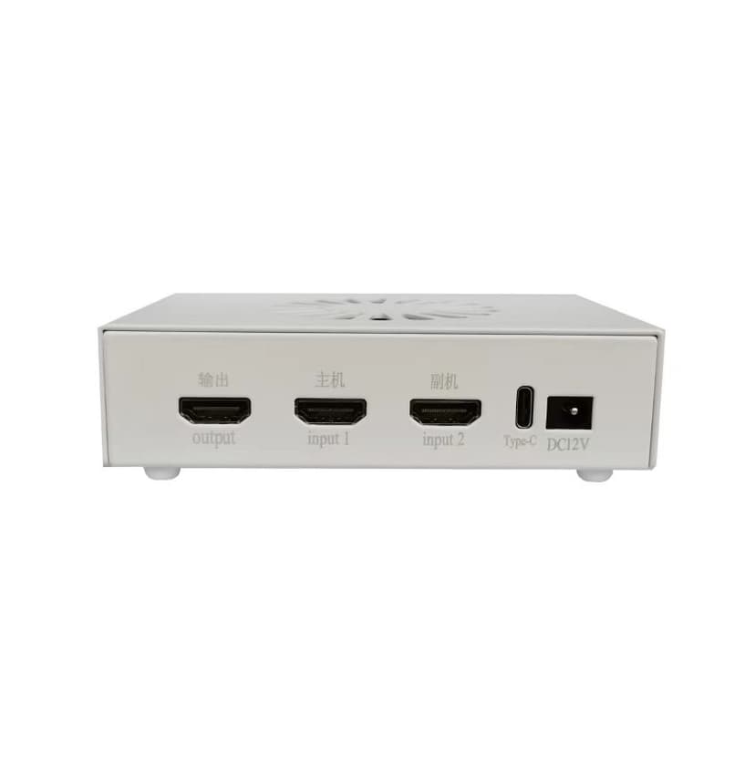 DMA Fuser Combiner Display Overlay Adapter,2K 144Hz HD Multimedia Interface Synthesizer,HDMI Input Output,Lossless Transmission,Aluminum Alloy Material Supply for Gaming and Video Conferencing