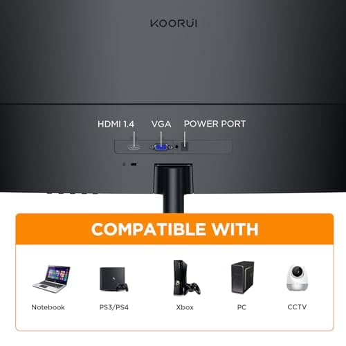 KOORUI 24 inch Curved Monitor, Full HD 1080P Curved Computer Monitor, 1500R Screen, HDMI VGA, Tilt Adjustment, LCD Display, Eye Care, Black 24N5CA