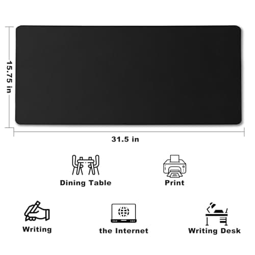 Large Mouse Pad, Desk Mat Office Desk Pad Gaming Mouse Pad with Stitched Edges, 31.5" x 15.7" Mousepad with Non-Slip Waterproof Rubber Base for PC Laptop Desk Home Office Accessories, Black