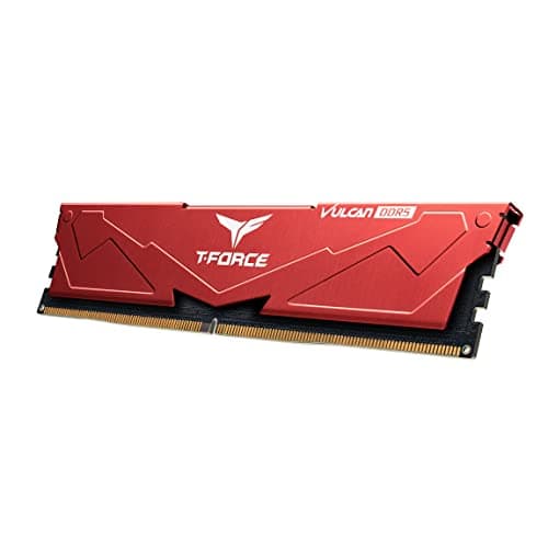 TEAMGROUP T-Force Vulcan DDR5 32GB (2x16GB) 6000MHz (PC5-48000) CL38 Intel XMP 3.0 & AMD Expo Compatible Desktop Memory Module Ram Red FLRD532G6000HC38ADC01