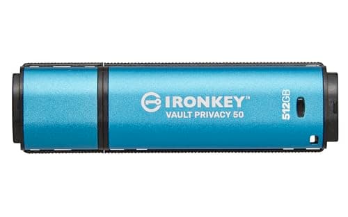 Kingston Ironkey Vault Privacy 50 USB-A 512GB Encrypted Flash Drive | FIPS 197 Certified | XTS-AES 256-bit | BadUSB and Brute Force Protection | Mult-Password Option | IKVP50/512GB