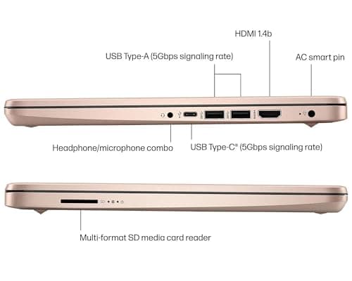 HP AI-Powered 14" HD Laptop with Microsoft Office and 1TB Cloud Storage Included for 1-Year| 16GB RAM|128GB SSD & 128GB Portable SSD| Intel 4-Core CPU| Webcam| Ultra Light|Win 11| RK Bundle| Rose Gold