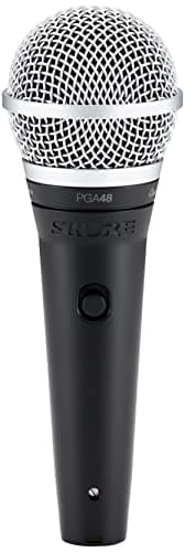 Shure PGA48 Dynamic Microphone - Handheld Mic for Vocals with Cardioid Pick-up Pattern, Discrete On/Off Switch, 3-pin XLR Connector, 15' XLR-to-XLR Cable, Stand Adapter and Zipper Pouch (PGA48-XLR)