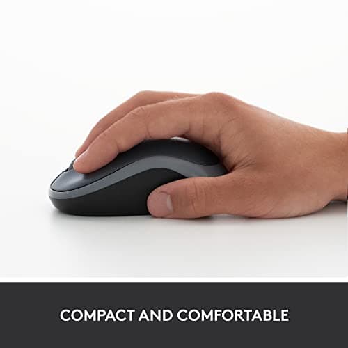 Logitech M185 Wireless Mouse, 2.4GHz with USB Mini Receiver, 12-Month Battery Life, 1000 DPI Optical Tracking, Ambidextrous PC/Mac/Laptop - Swift Grey