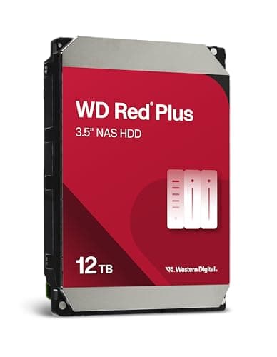 Western Digital 12TB WD Red Plus NAS Internal Hard Drive HDD - 7200 RPM, SATA 6 GB/s, CMR, 512 MB Cache, 3.5" - WD120EFGX