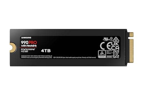 SAMSUNG 990 PRO Heatsink SSD 4TB, NVMe M.2, Speeds Up to 7,450MB/s Best for PlayStation® 5 (PS5 SSD) Console Expansion MZ-V9P4T0CW