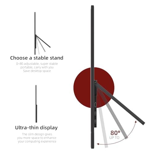 Wireless Portable Monitor 15.6 Inch 1080P FHD Ultra Slim Display WiFi Connectivity 180° Adjustable Built-in Stand Lightweight Travel Monitor for Laptop, MAC, Phone, PS5