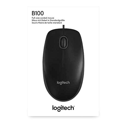 Logitech B100 Wired Mouse for Computer and Laptop, USB Corded Mouse, Right or Left Hand Use - Black