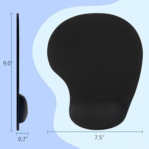 Ergonomic Mouse Pad with Wrist Rest, Gel Wrist Support Mousepad, Pain Relief Laptop Computer Mouse Pad, Non-Slip Mouse Pads for Office & Home (Black)