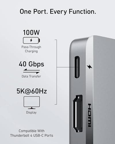 Anker USB C Hub for MacBook, 7-in-2 with 4K HDMI, Compatible with Thunderbolt 4, 1 Type C and 2 USB A Data Ports for MacBookPro 13 Inch, MacBookAir M1 / M2, and More