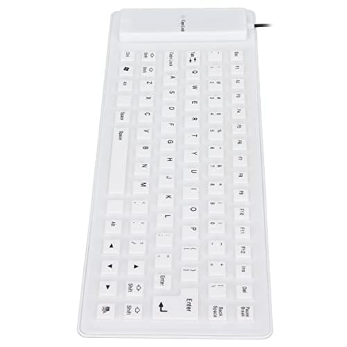 Keyboard, Typewriter Keyboard Mechanical Keyboard with Soft Comfortable USB Wired Silicone Keyboard Silicone Keyboard Fully Sealed Design Lightweight Portable for PC (White)