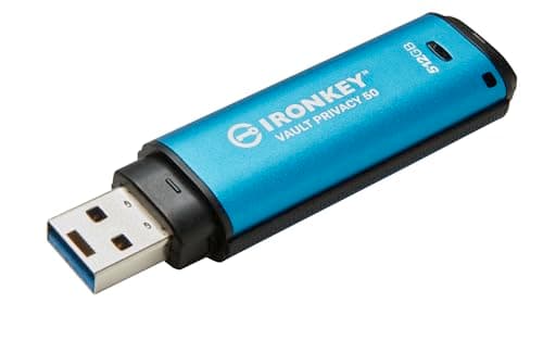 Kingston Ironkey Vault Privacy 50 USB-A 512GB Encrypted Flash Drive | FIPS 197 Certified | XTS-AES 256-bit | BadUSB and Brute Force Protection | Mult-Password Option | IKVP50/512GB