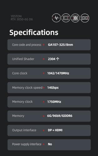 Yeston GeForce RTX 3050 6GB GDDR6 LP(Equipped with a Half Height Shifter) Graphics Cards pci Express 4.0 Video Cards Desktop Computer PC Video Gaming Graphics Card