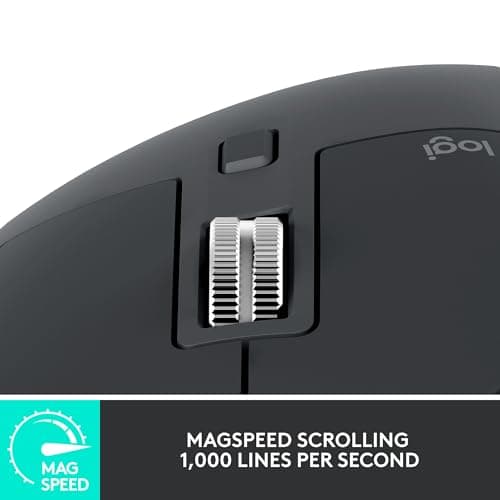 Logitech MX Master 3S Wireless Mouse, Ultra-fast Scrolling, Ergo, 8K DPI, Track on Glass, Quiet Clicks, USB-C, Bluetooth, Windows, Linux, Chrome - Graphite