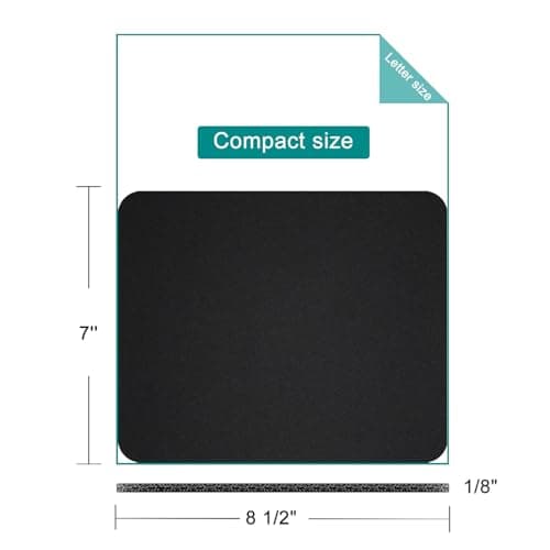 5 Pack Small Mouse Pad with Waterproof Surface, Basic Computer Mousepad for Desk, Compact Size 8.5 x 7 Inches, Non-Slip Rubber Base, Black